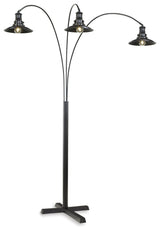Close-up of Sheriel Floor Lamp dimmer switch on post