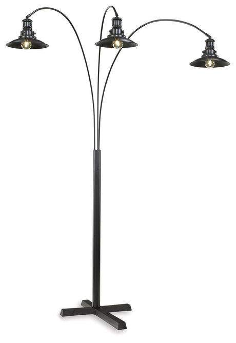 Close-up of Sheriel Floor Lamp dimmer switch on post