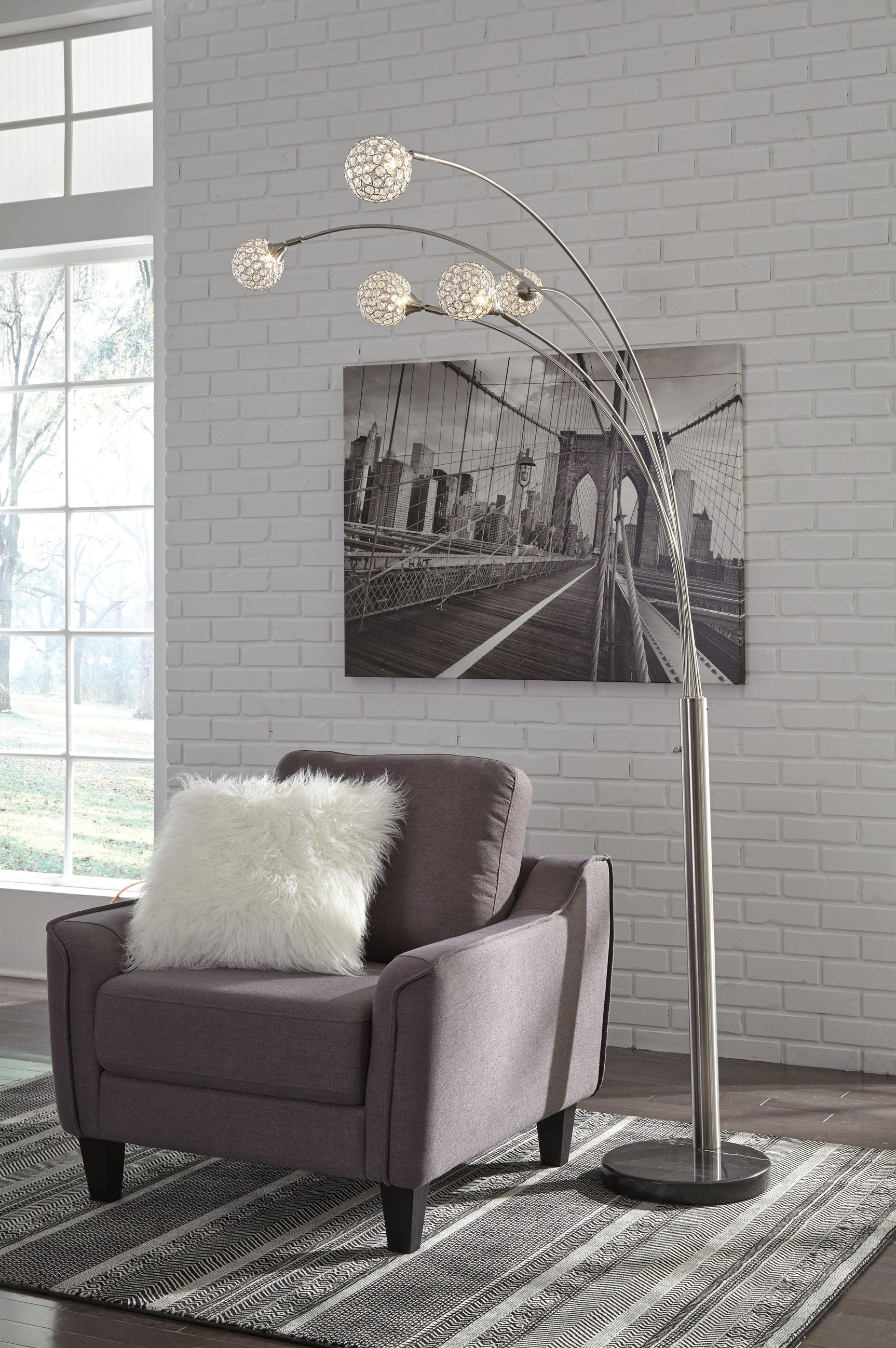 Close-up of acrylic bead shades on Winter Floor Lamp