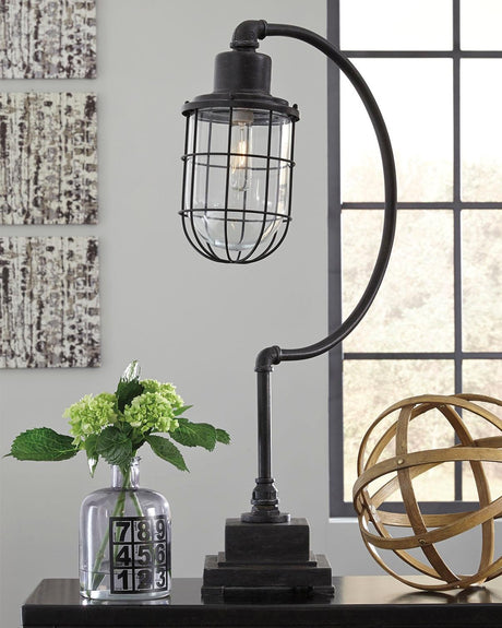 Jae Antique Black Desk Lamp front view