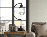 Jae Antique Black Desk Lamp with glass shade detail