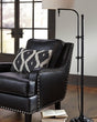 Anemoon Black Floor Lamp front view showing metal frame and fabric shade