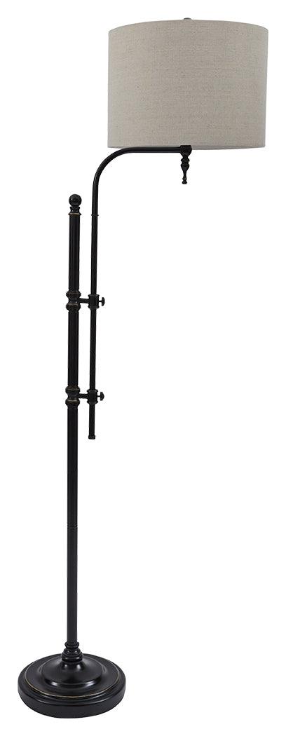 Side view of Anemoon Black Floor Lamp illustrating adjustable arm