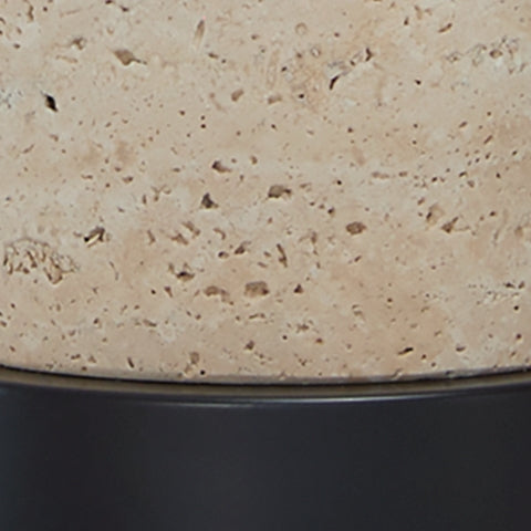 Color swatch showing beige travertine and dark brown finish of Vinmour desk lamp