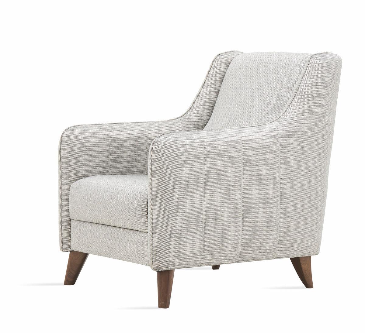 Fabia Light Gray Armchair angled close-up