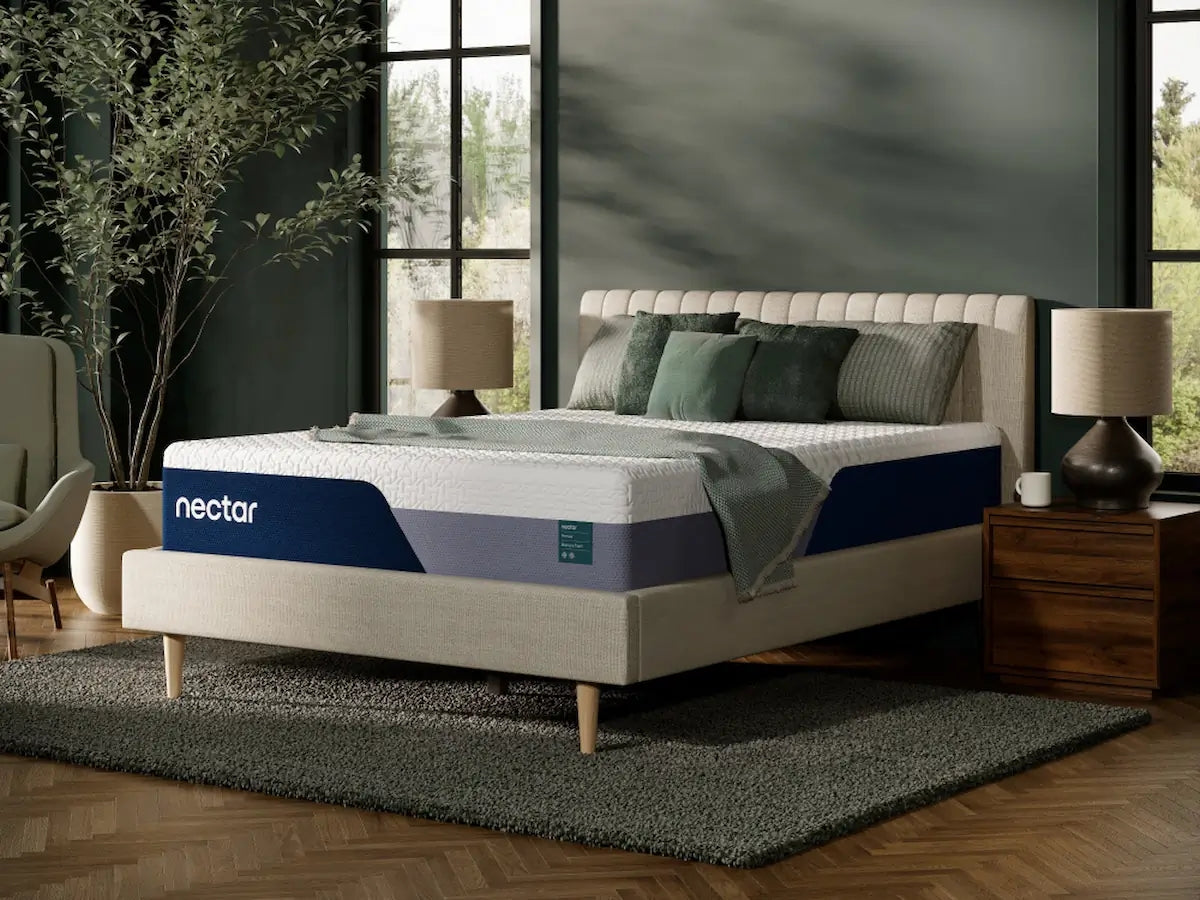 Nectar mattress laid flat on adjustable base