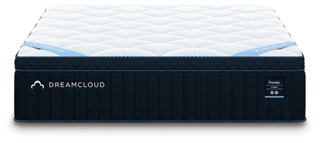 Head-on view of DreamCloud Premier Hybrid mattress