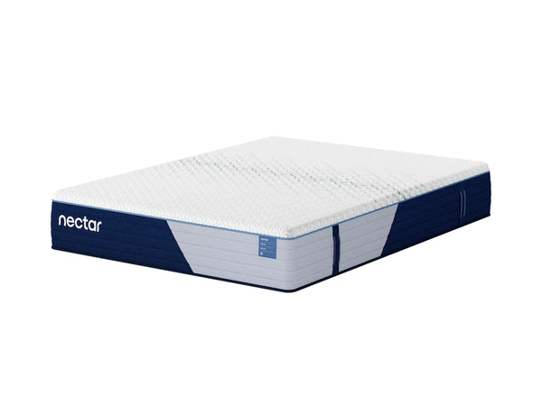 Nectar Classic Hybrid 5.1 white queen mattress full top view