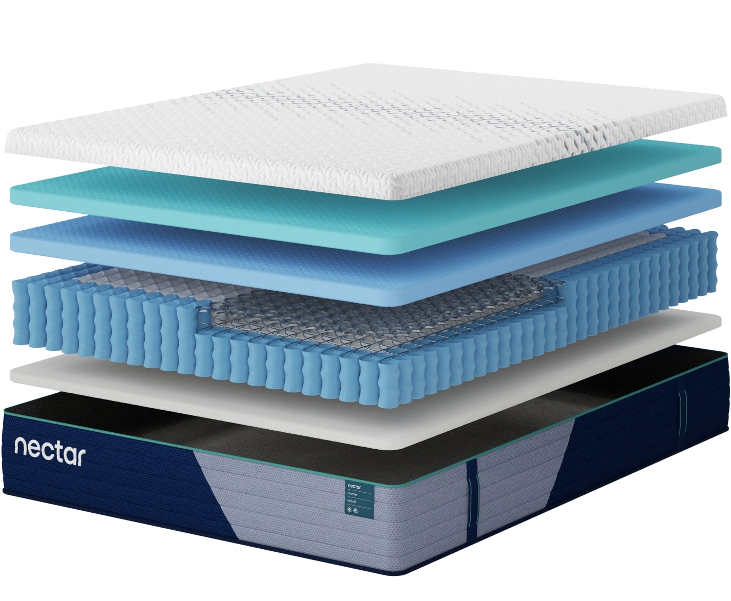 Nectar Premier Hybrid 5.1 white queen mattress top surface