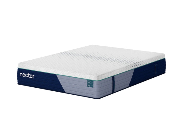 Nectar Premier Hybrid 5.1 full mattress top view showing white quilted cover