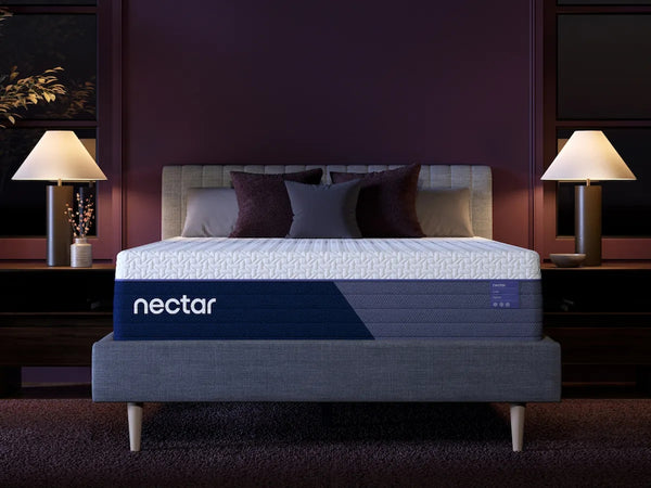 Nectar Luxe Hybrid Twin XL mattress white fabric front angle