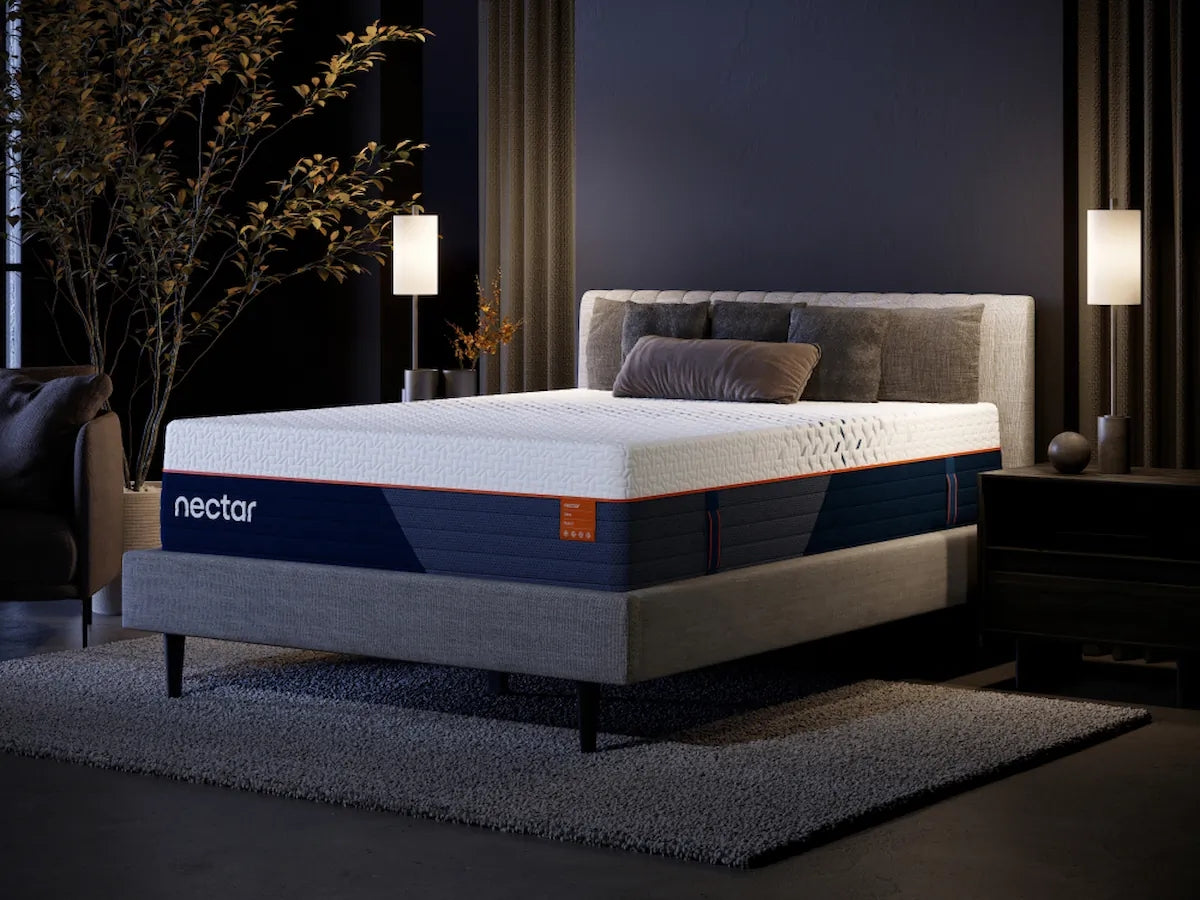 Top view of white hybrid mattress
