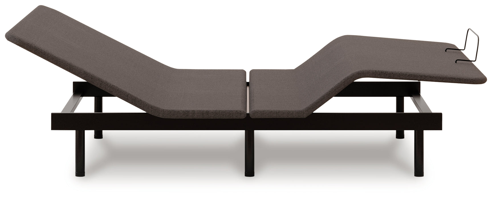 Comfort Classic Twin XL Adjustable Base black side view showing head and foot raised