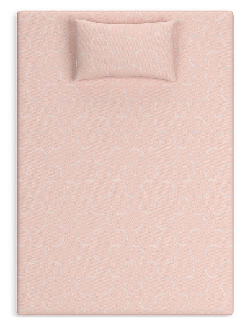 Top view of iKidz Coral Full Mattress with knit cover