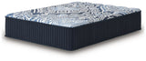Firm Luxe 2.0 Blue King Mattress angle highlighting textured knit cover
