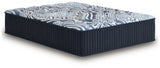 Side angle of Firm Luxe 2.0 Blue King Mattress showing thickness