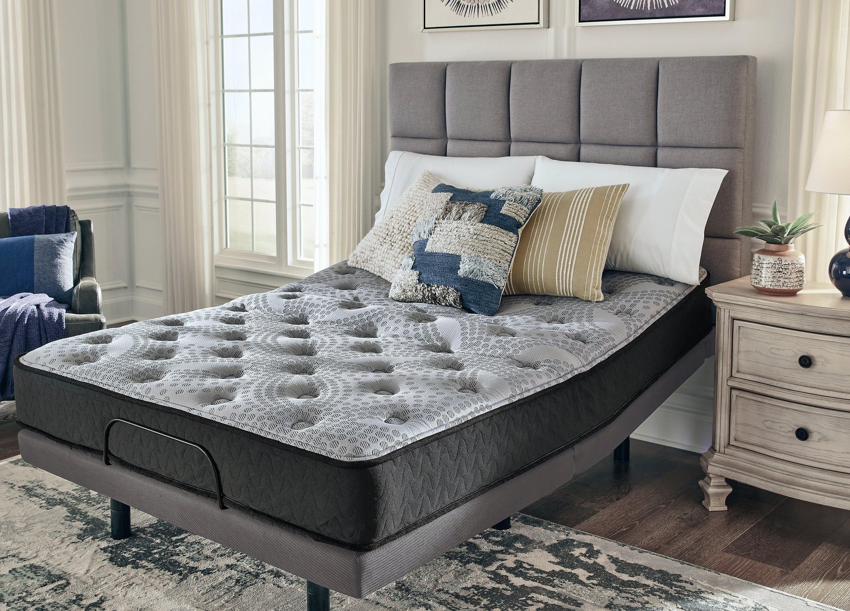 Comfort Plus Gray Full Mattress by Sierra Sleep with visible quilt pattern