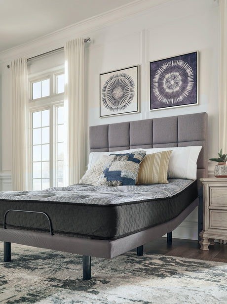 Comfort Plus gray twin mattress with bed frame