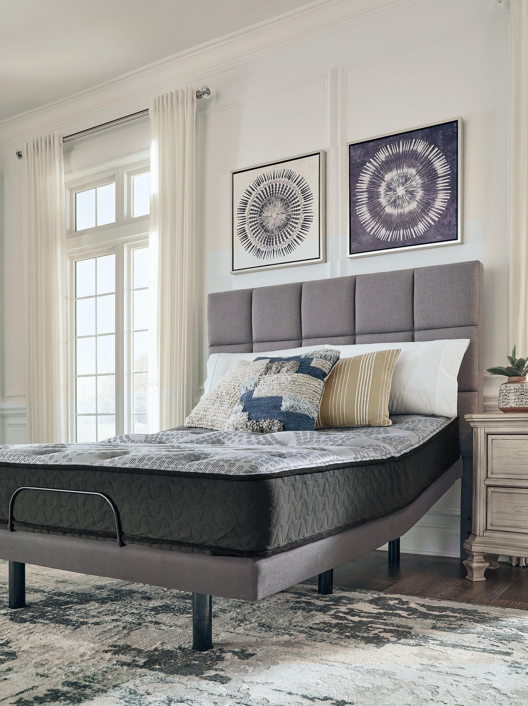 Comfort Plus Gray Queen Mattress close-up with upholstery