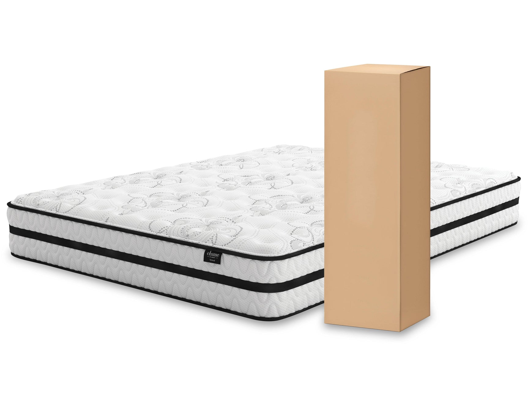 Chime 10-Inch Hybrid King Mattress compressed in box for shipping
