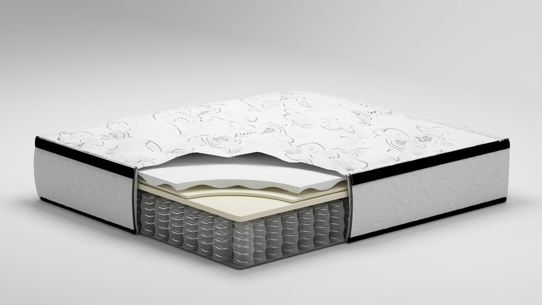 Cross-section showing layers of Chime 12 Inch Hybrid Twin Mattress