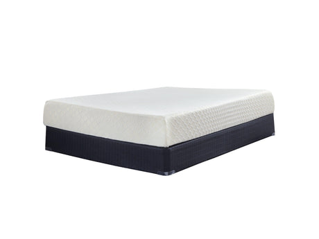 10 Inch Chime Memory Foam Twin Mattress in white, packed in a box