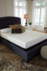 Unboxed mattress on bed frame