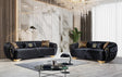 Chloe Black Velvet Sofa and Loveseat main view