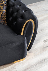 Detail of Chloe Black Velvet Sofa upholstery