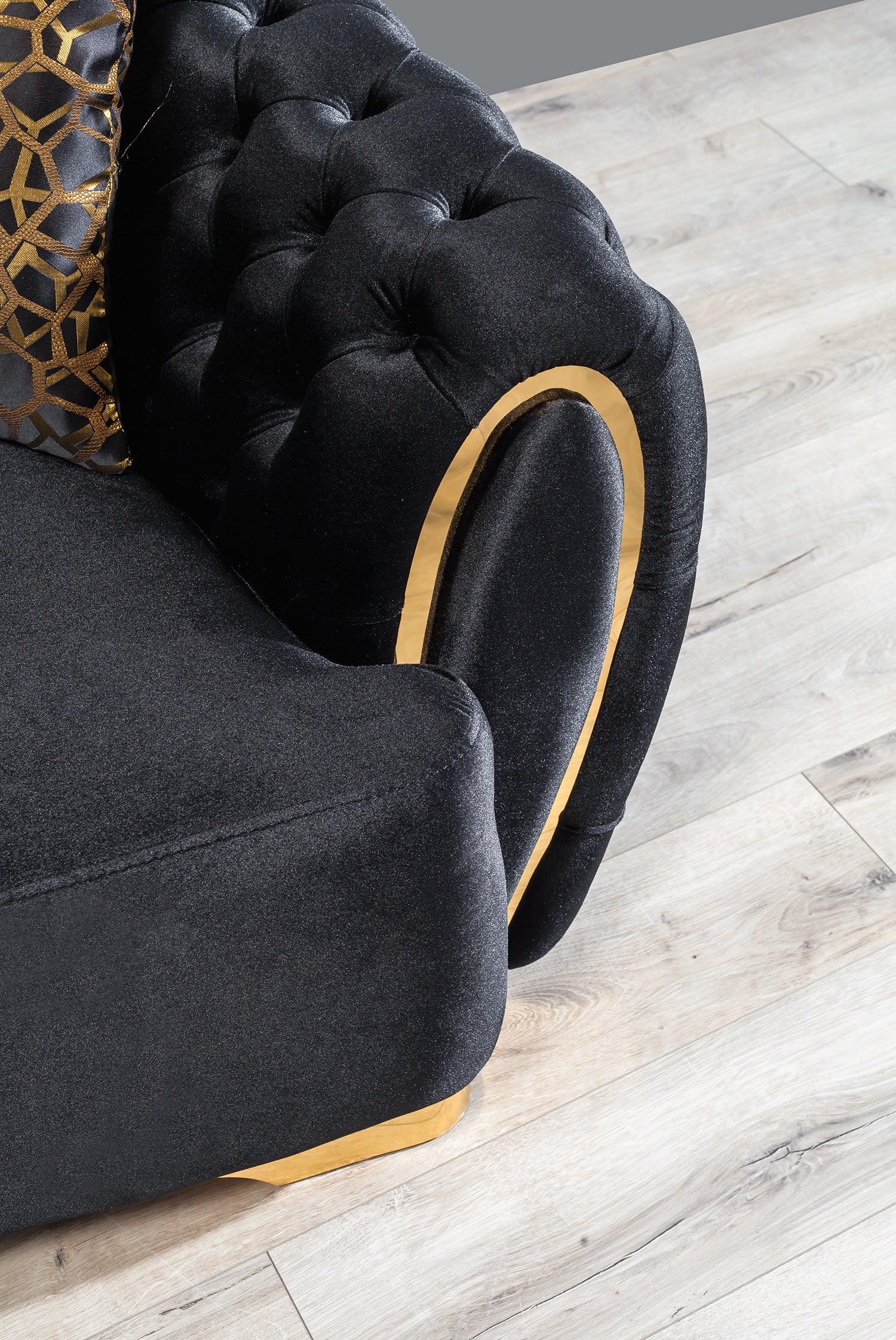 Detail of Chloe Black Velvet Sofa upholstery