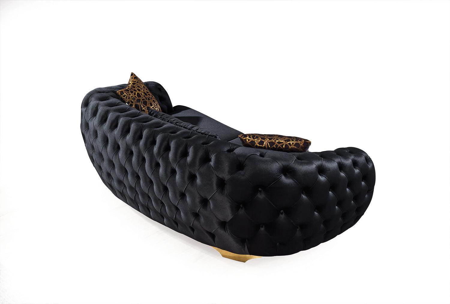 Front view of Chloe Black Velvet Sofa and Loveseat