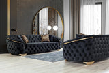 Side profile of Scarlett Black Velvet Sofa and Loveseat