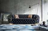 Another main front view of Scarlett Black Velvet Sofa and Loveseat