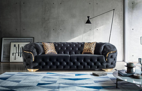 Another main front view of Scarlett Black Velvet Sofa and Loveseat