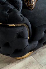 Side angle of Scarlett Black Velvet Sofa and Loveseat