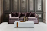 Leah 3-piece coffee table set close-up on glass and metal frame details