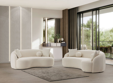 Side view of Emily Ivory Boucle Sofa