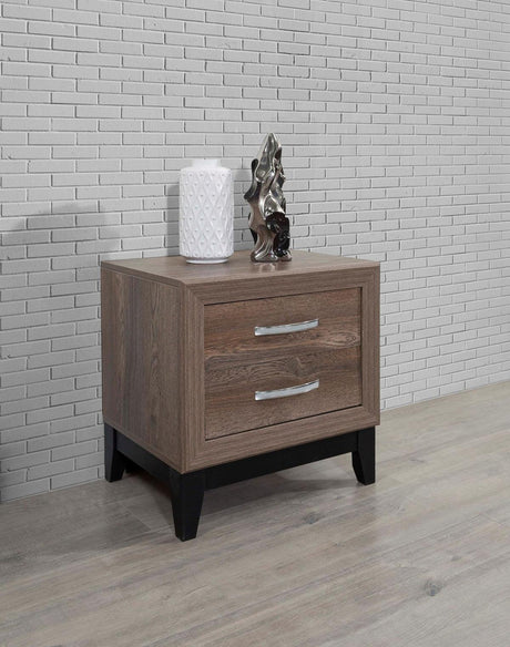 Hazel Brown Night Stand front view showing four drawers