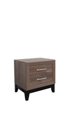 Close-up of drawer handles on Hazel Brown Night Stand
