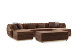 Harper Mocha Velvet Rectangle Ottoman angled view highlighting velvet texture and sturdy frame