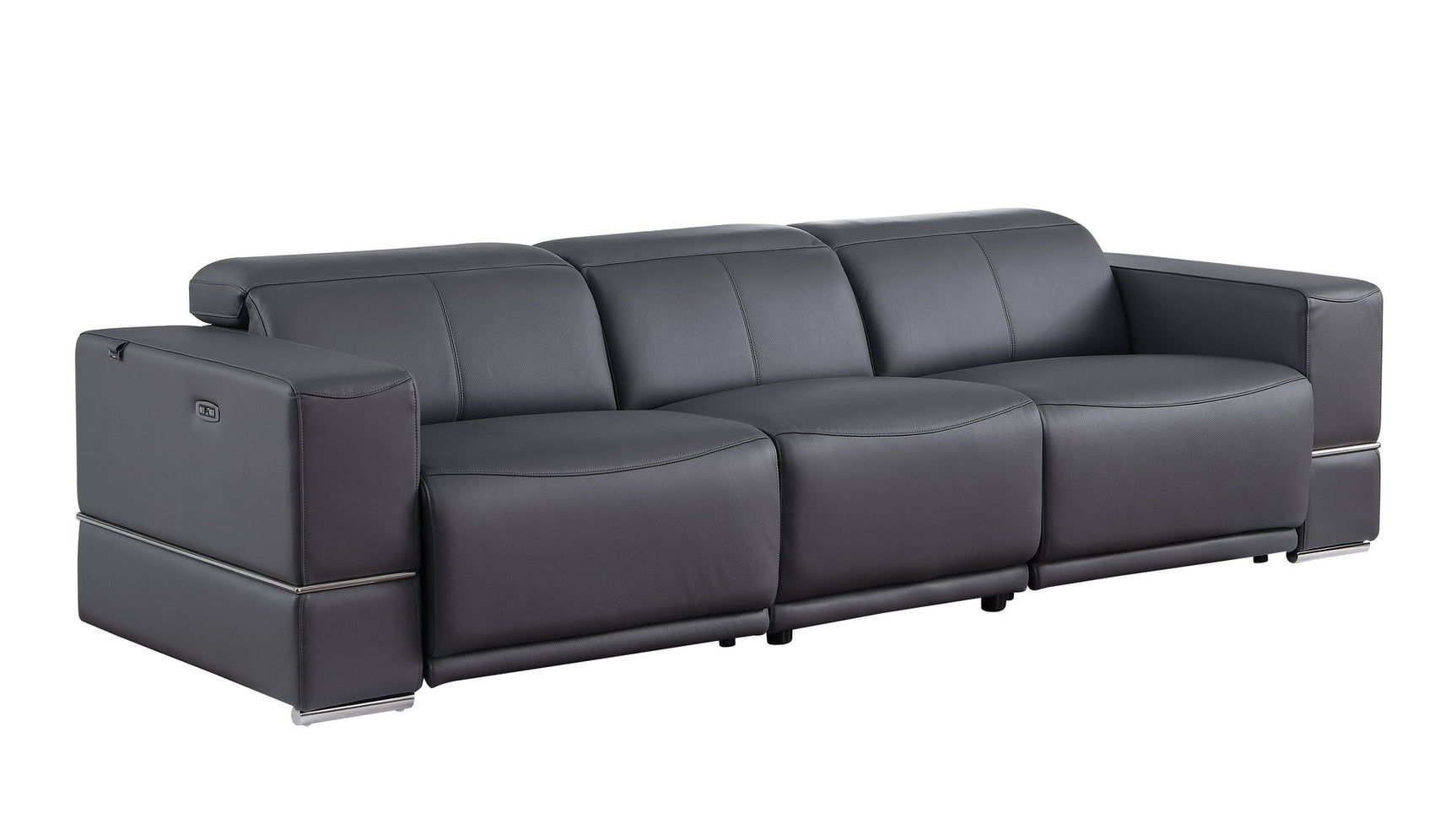 Franco Grey leather loveseat with console and wireless charger