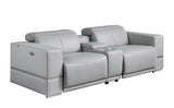 Franco light gray loveseat reclining position side view