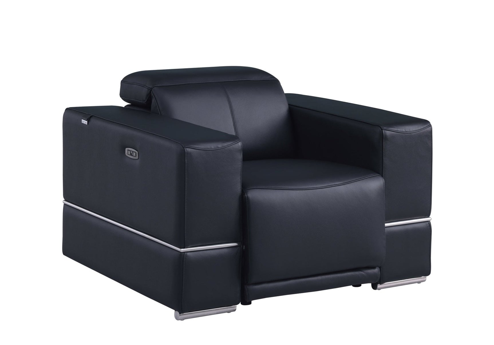 Franco black leather power reclining chair side view
