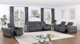 Franco Grey leather power reclining sofa front view