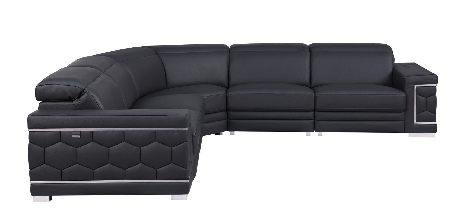 Room view showing Favo Black Leather Sectional sofa