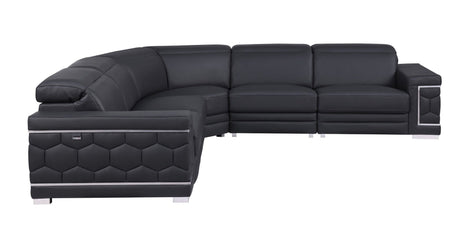 Room view showing Favo Black Leather Sectional sofa