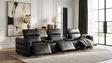 Diamante Black Italian Leather 5-Piece Power Reclining Home Theater Sectional from Decor Furniture
