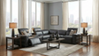 Holly Black Italian Leather 6-Piece Power Reclining Corner Sectional with Console from Decor Furniture