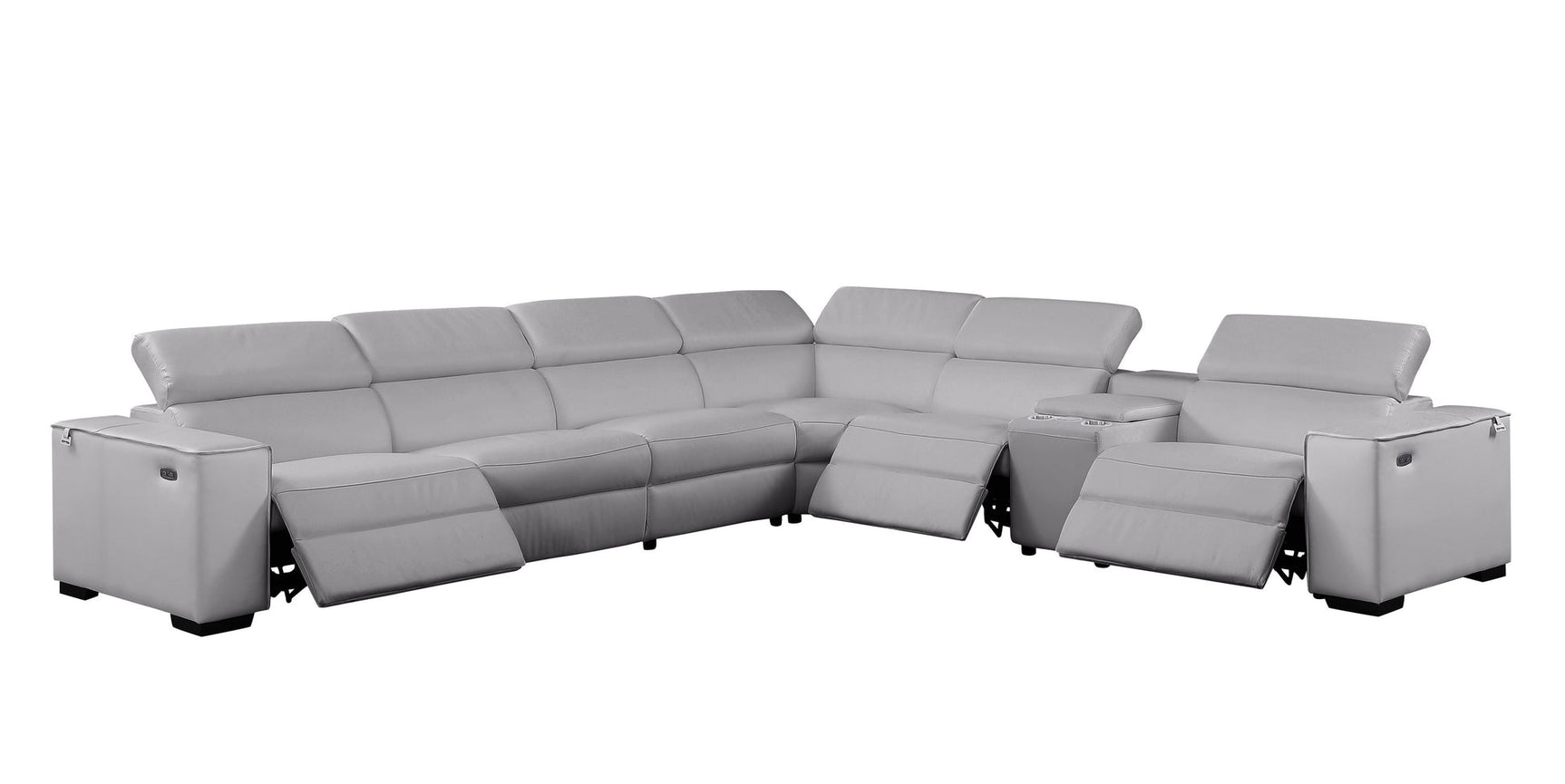 Picasso light gray power reclining sectional side angle