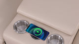 Console with wireless charger and cupholders